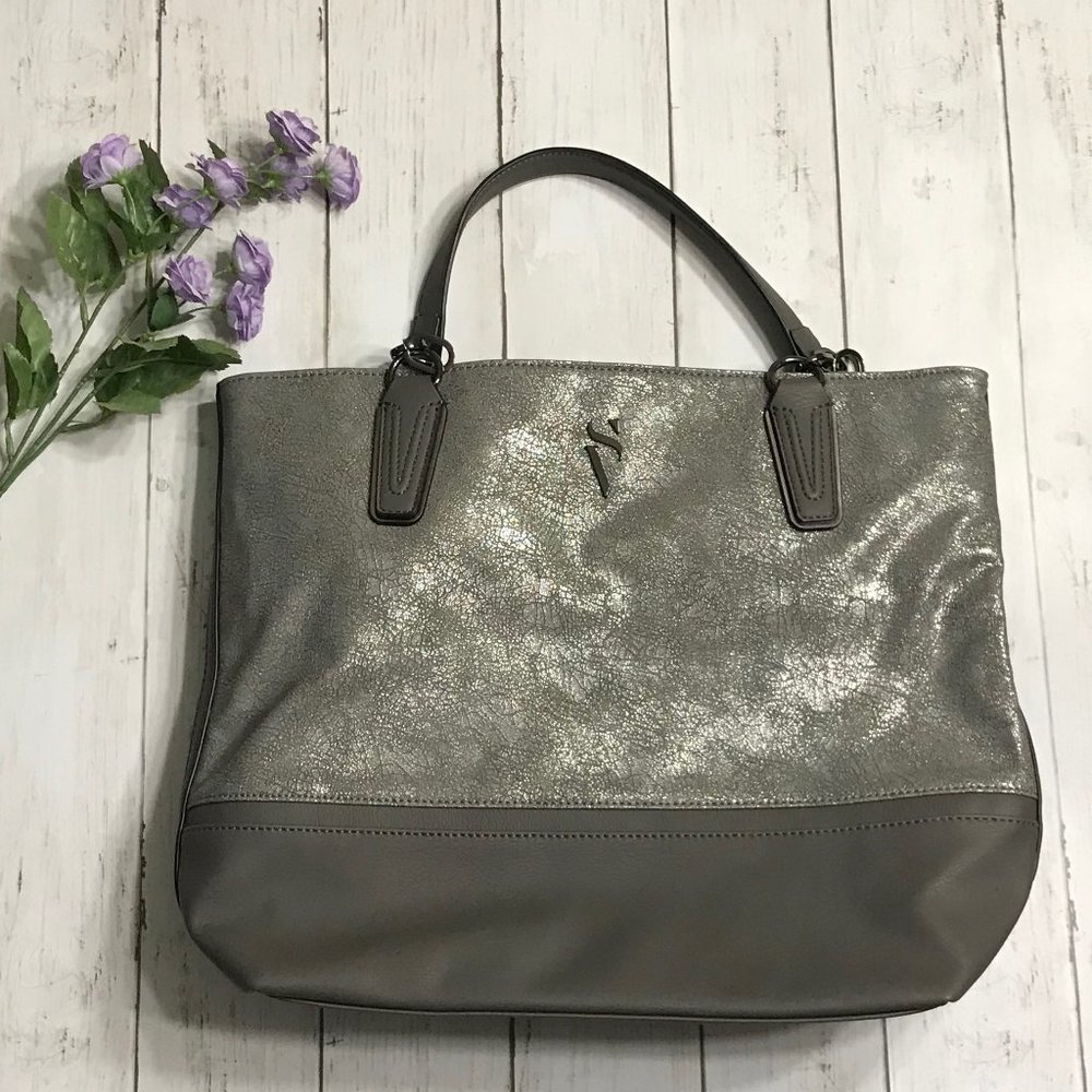 Simply Vera Metallic Gray Catherine Tote Purse